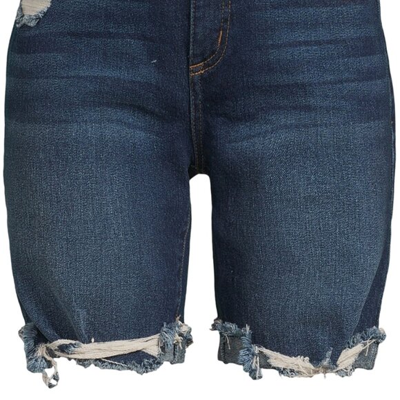 Women's Gabriella Bermuda Mid Rise Cuffed Hem Distressed Shorts Sofia Vergara - Picture 7 of 8